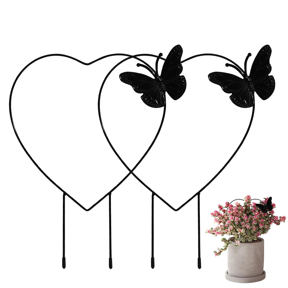 Optifit 2 Pcs Garden Trellis for Climbing Plants - Black Iron Butterfly Plant Stakes - 30CM Garden Plant Support Sticks - Indoor/Outdoor - Creeper Plant Support for Amaryllis Orchid Lily Rose Optifit 2 Pcs Garden Trellis for Climbing Plants - Black Iron Butterfly Plant Stakes - 30CM Garden Plant Support Sticks - Indoor/Outdoor - Creeper Plant Support for Amaryllis Orchid Lily Rose